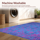 Ultra Soft Area Rug, Non Slip, Stain Resistant, Washable Area Rugs for Living Room, Bedroom, Sophisticated Dual-Tone Striped Look(Blue)