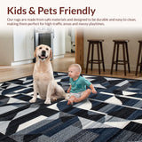 Ultra Soft Area Rug, Non Slip, Stain Resistant, Washable Area Rugs for Living Room, Bedroom, Luxurious Subtle Ogee Design(Gray)
