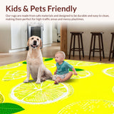 Ultra Soft Area Rug, Non Slip, Stain Resistant, Washable Area Rugs for Living Room, Bedroom, Bright Fruity Abstract Design(Yellow)
