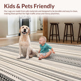 Ultra Soft Area Rug, Non Slip, Stain Resistant, Washable Area Rugs for Living Room, Bedroom, Boho Chic Area with Tribal Inspired Stripes and Muted Sand Accents(Gray)