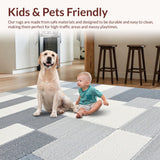 Ultra Soft Area Rug, Non Slip, Stain Resistant, Washable Area Rugs for Living Room, Bedroom, Modern Diamond Stripe Living Room Plush Carpet(Gray)