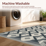 Ultra Soft Area Rug, Non Slip, Stain Resistant, Washable Area Rugs for Living Room, Bedroom, Rustic Textured Diamond Layout Design(Gray)