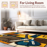 Ultra Soft Area Rug, Non Slip, Stain Resistant, Washable Area Rugs for Living Room, Bedroom, Chic Striking Melody Inspired Theme(Brown)