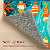 Ultra Soft Area Rug, Non Slip, Stain Resistant, Washable Area Rugs for Living Room, Bedroom, Playful Oceanic Animal Design(Blue)