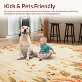 Ultra Soft Area Rug, Non Slip, Stain Resistant, Washable Area Rugs for Living Room, Bedroom, Vintage Beige Distressed Floral Accent(Beige)