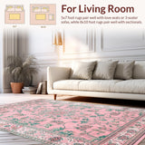 Ultra Soft Area Rug, Non Slip, Stain Resistant, Washable Area Rugs for Living Room, Bedroom, Luxurious Pastel Bloom Textures(Pink)