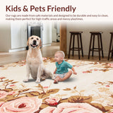 Ultra Soft Area Rug, Non Slip, Stain Resistant, Washable Area Rugs for Living Room, Bedroom, Modern Chic Petal Aesthetic(Beige)