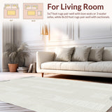 Ultra Soft Area Rug, Non Slip, Stain Resistant, Washable Area Rugs for Living Room, Bedroom, Rustic Textured Scalloped Motif(Beige)