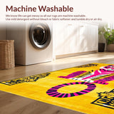Ultra Soft Area Rug, Non Slip, Stain Resistant, Washable Area Rugs for Living Room, Bedroom, Chic Abstract Animal Motif(Yellow)