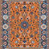 Ultra Soft Area Rug, Non Slip, Stain Resistant, Washable Area Rugs for Living Room, Bedroom, Elegant Earthy Toned Imagery(Orange)