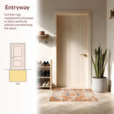 Ultra Soft Area Rug, Non Slip, Stain Resistant, Washable Area Rugs for Living Room, Bedroom, Cozy Pastel Ogee Arrangement(Orange)