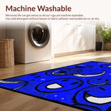 Ultra Soft Area Rug, Non Slip, Stain Resistant, Washable Area Rugs for Living Room, Bedroom, Funky Blue Circular Pop(Blue)
