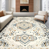 Ultra Soft Area Rug, Non Slip, Stain Resistant, Washable Area Rugs for Living Room, Bedroom, Chic Neutral Ethnic Patterned Mat(White)