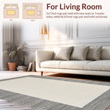 Ultra Soft Area Rug, Non Slip, Stain Resistant, Washable Area Rugs for Living Room, Bedroom, Chic Minimalist Sisal Motif(Beige)