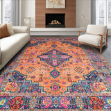Ultra Soft Area Rug, Non Slip, Stain Resistant, Washable Area Rugs for Living Room, Bedroom, Vibrant Transitional Diamond Pattern(Orange)