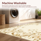 Ultra Soft Area Rug, Non Slip, Stain Resistant, Washable Area Rugs for Living Room, Bedroom, Elegant Floral Area with Artistic Beige Botanical Motifs(Beige)
