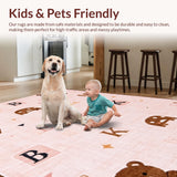 Ultra Soft Area Rug, Non Slip, Stain Resistant, Washable Area Rugs for Living Room, Bedroom, Joyful Playtime Round Rug(Pink)