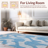 Ultra Soft Area Rug, Non Slip, Stain Resistant, Washable Area Rugs for Living Room, Bedroom, Graceful Bow Tie Rug Aesthetic Preppy Decor Cute Girly Bathroom Carpet(Blue)
