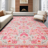 Ultra Soft Area Rug, Non Slip, Stain Resistant, Washable Area Rugs for Living Room, Bedroom, Vibrant Nature-Inspired Boho Charm(Pink)