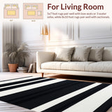 Ultra Soft Area Rug, Non Slip, Stain Resistant, Washable Area Rugs for Living Room, Bedroom, Whimsical Bold Patterned Composition(Black)
