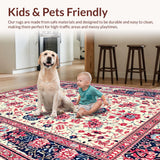 Ultra Soft Area Rug, Non Slip, Stain Resistant, Washable Area Rugs for Living Room, Bedroom, Floral Vintage Washable Nursery Area Carpet(White)