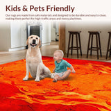 Ultra Soft Area Rug, Non Slip, Stain Resistant, Washable Area Rugs for Living Room, Bedroom, Chic Abstract Flame Aesthetic Fusion(Orange)