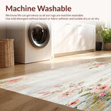 Ultra Soft Area Rug, Non Slip, Stain Resistant, Washable Area Rugs for Living Room, Bedroom, Distressed Vintage Style Beige Area Printed Floral(Beige)