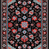 Ultra Soft Area Rug, Non Slip, Stain Resistant, Washable Area Rugs for Living Room, Bedroom, Rustic Vibrant Botanical Motif(Black)