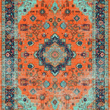 Ultra Soft Area Rug, Non Slip, Stain Resistant, Washable Area Rugs for Living Room, Bedroom, Trendy Rustic Symmetrical Elements(Orange)