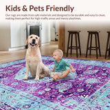 Ultra Soft Area Rug, Non Slip, Stain Resistant, Washable Area Rugs for Living Room, Bedroom, Transitional Earth Tone Composition(Purple)