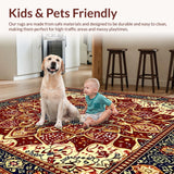 Ultra Soft Area Rug, Non Slip, Stain Resistant, Washable Area Rugs for Living Room, Bedroom, Scandinavian Floral Bohemian(Red)