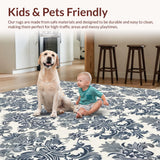 Ultra Soft Area Rug, Non Slip, Stain Resistant, Washable Area Rugs for Living Room, Bedroom, Natural Gray Damask Runner for Farmhouse Entryway(Blue)