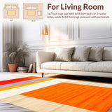 Ultra Soft Area Rug, Non Slip, Stain Resistant, Washable Area Rugs for Living Room, Bedroom, Energetic Modern Minimalist Motif(Orange)