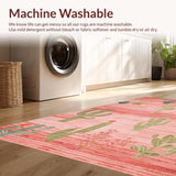 Ultra Soft Area Rug, Non Slip, Stain Resistant, Washable Area Rugs for Living Room, Bedroom, Rustic Cactus Boot Aesthetic(Pink)