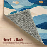 Ultra Soft Area Rug, Non Slip, Stain Resistant, Washable Area Rugs for Living Room, Bedroom, Marine Life Play Area Rug Kids Washable Floor Mat(Blue)