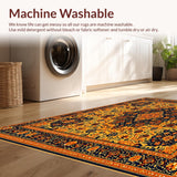 Ultra Soft Area Rug, Non Slip, Stain Resistant, Washable Area Rugs for Living Room, Bedroom, Ornate Design for(Orange)