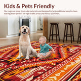 Ultra Soft Area Rug, Non Slip, Stain Resistant, Washable Area Rugs for Living Room, Bedroom, Lively Southwest Inspired Pattern(Red)