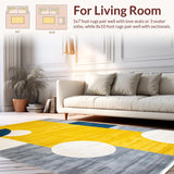 Ultra Soft Area Rug, Non Slip, Stain Resistant, Washable Area Rugs for Living Room, Bedroom, Contemporary Circular Design Elegance(Yellow)