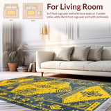 Ultra Soft Area Rug, Non Slip, Stain Resistant, Washable Area Rugs for Living Room, Bedroom, Distressed Low Pile Entryway Carpet for Minimal Living(Yellow)