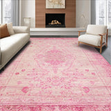 Ultra Soft Area Rug, Non Slip, Stain Resistant, Washable Area Rugs for Living Room, Bedroom, Playful Coquette Ribbon Rug with Bow Shape and Heart Embellishments(Pink)