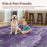 Ultra Soft Area Rug, Non Slip, Stain Resistant, Washable Area Rugs for Living Room, Bedroom, Chic Abstract Colorful Fusion(Purple)