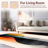 Ultra Soft Area Rug, Non Slip, Stain Resistant, Washable Area Rugs for Living Room, Bedroom, Artistic Abstract Circular Motif(Orange)