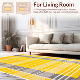 Ultra Soft Area Rug, Non Slip, Stain Resistant, Washable Area Rugs for Living Room, Bedroom, Chic Striped Modern Aesthetic(Yellow)