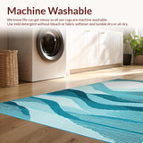 Ultra Soft Area Rug, Non Slip, Stain Resistant, Washable Area Rugs for Living Room, Bedroom, Sleek Minimalist Grey Linear Forms(Blue)