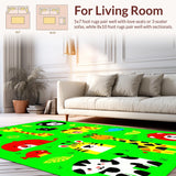 Ultra Soft Area Rug, Non Slip, Stain Resistant, Washable Area Rugs for Living Room, Bedroom, Joyful Illustrative Playful Scene(Yellow)