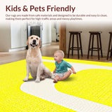 Ultra Soft Area Rug, Non Slip, Stain Resistant, Washable Area Rugs for Living Room, Bedroom, Contemporary Soft Shape Design(Yellow)