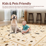 Ultra Soft Area Rug, Non Slip, Stain Resistant, Washable Area Rugs for Living Room, Bedroom, Artistic Insect Botanical Composition(Beige)
