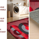 Ultra Soft Area Rug, Non Slip, Stain Resistant, Washable Area Rugs for Living Room, Bedroom, Dynamic Modern Red Pattern Play(Red)