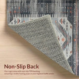Ultra Soft Area Rug, Non Slip, Stain Resistant, Washable Area Rugs for Living Room, Bedroom, Rustic Ethnic Distressed Motif(Gray)