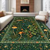 Ultra Soft Area Rug, Non Slip, Stain Resistant, Washable Area Rugs for Living Room, Bedroom, Rustic Insect Botanical Fusion(Green)